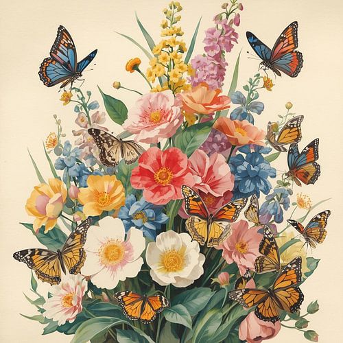 Kleurrijke bloemen en vlinders van BloomsArt