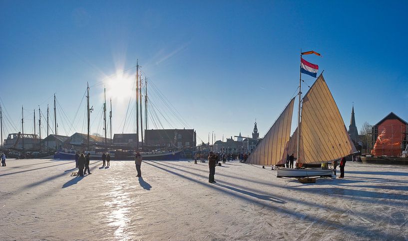 Ice sailing, Monnickendam, , North-Holland, Netherlands by Rene van der Meer
