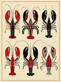 Graphic Lobsters Print