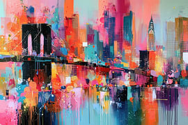 De Brooklyn Bridge en de skyline van Manhattan