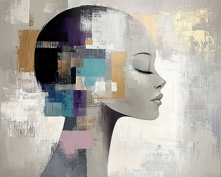 Geometrische Vrouw | Fragmented Serenity van Zen en Meer