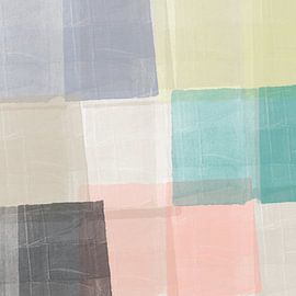 Moderne abstrakte Kunst in Pastellfarben. Mint, rosa, gelb. von Dina Dankers