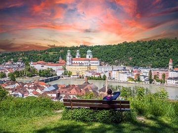 Uitzicht over de stad Passau in Neder-Beieren van Animaflora PicsStock