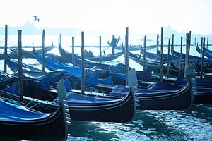 Venezianische Gondeln im Winterlicht von Karel Ham