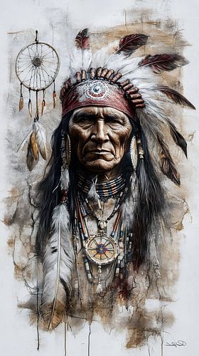 indiaan in Da Vinci stijl