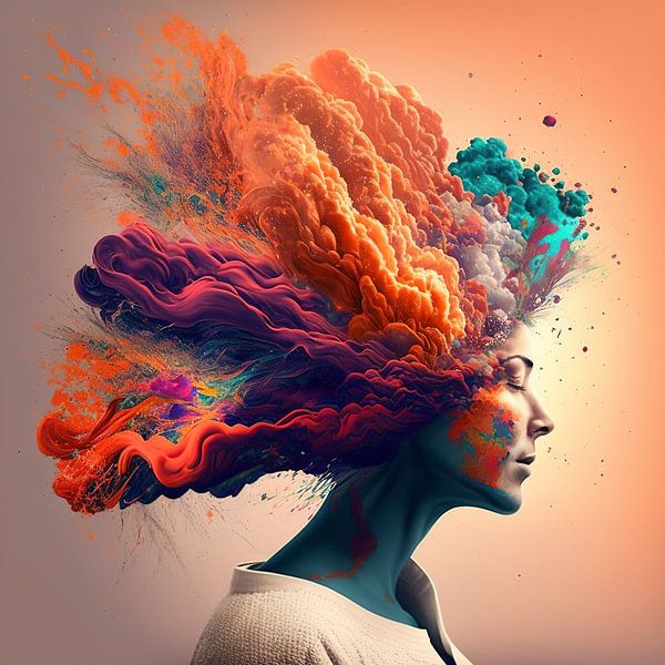 Abstrakte und farbenfrohe Malerei: Smart Woman von Surreal Media