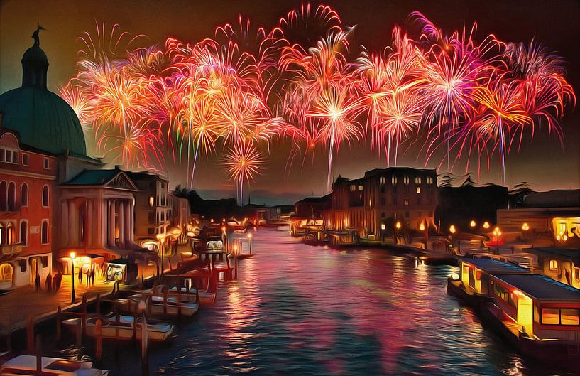 Feuerwerk in Venedig von Petra Köhler