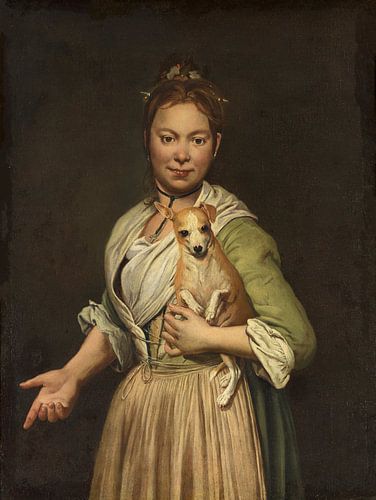 Een vrouw met een hond, Giacomo Ceruti - 1740