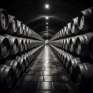 Fûts de whisky noir et blanc