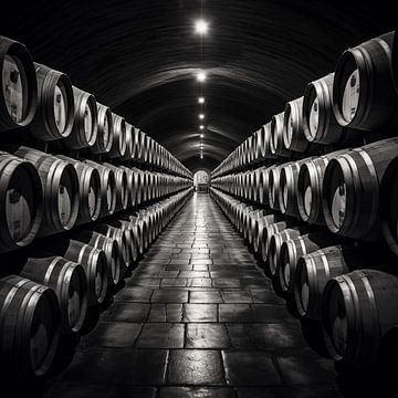 Whiskey barrels black and white by TheXclusive Art