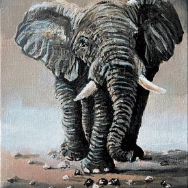 Olifant schilderij van Krista Kitsz Art