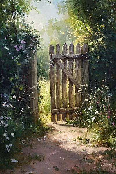 Rustikaler Gartenzaun aus Holz mit Blumen von Imperial Art House