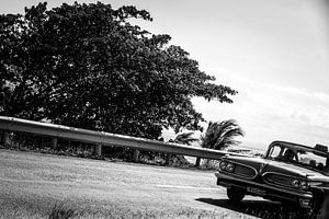 voiture cubaine en noir et blanc