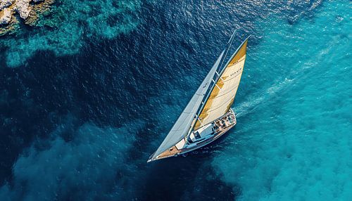 Regatta boot in helder water panorama