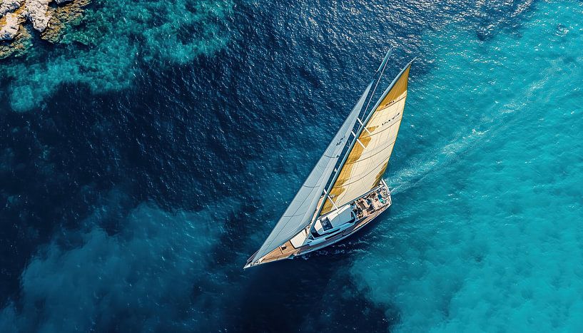 Bateau de régate dans un panorama d'eau claire par TheXclusive Art