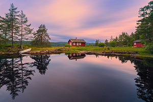 Sonnenaufgang in der Nähe von Tyristrand, Buskerud, Norwegen