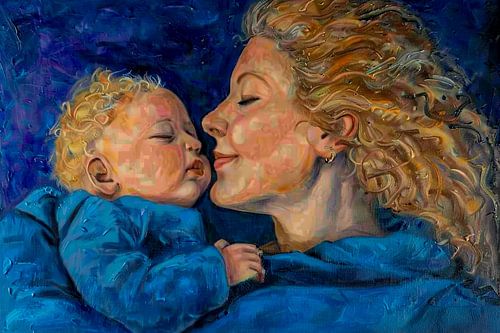 schilderachtig portret moeder met kind