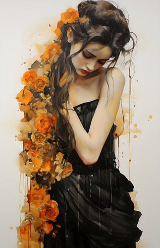 The dreamer in a sea of roses