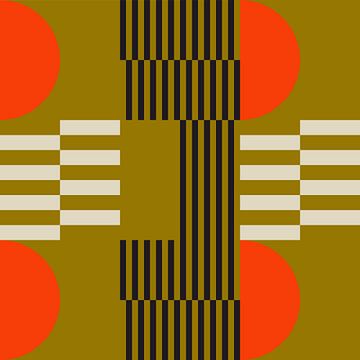 Funky retro geometrische 20. Moderne abstracte kunst in heldere kleuren. van Dina Dankers