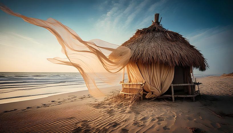 Paillote an einem verlassenen Strand von Martine Affre Eisenlohr