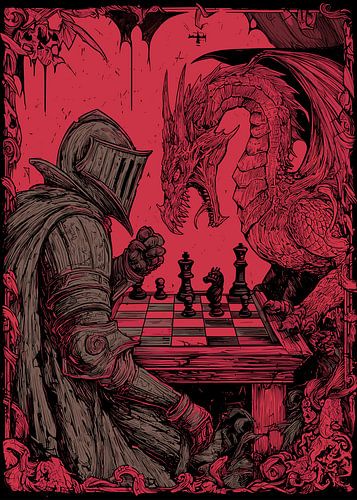 Ritter speelt schaak met een draak