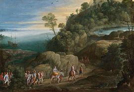 Eine ausgedehnte Landschaft mit Szenen aus der Historiae Aethiopica, Paul Bril