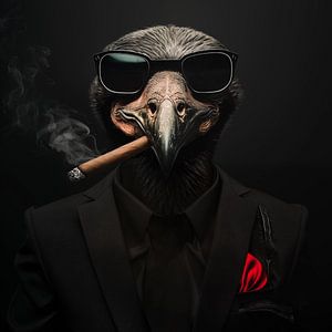 Vogel mit Zigarre und Sonnenbrille