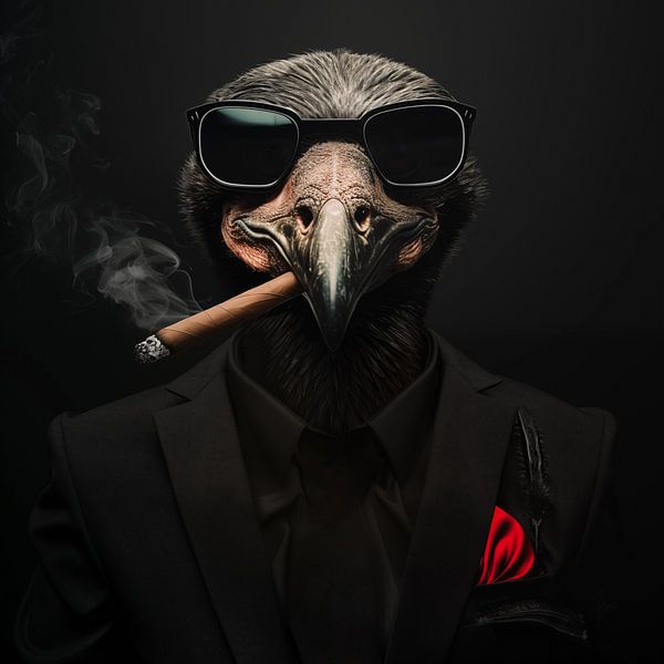 Oiseau avec cigare et lunettes de soleil par TheXclusive Art