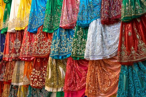 Colorful dresses  in a shop