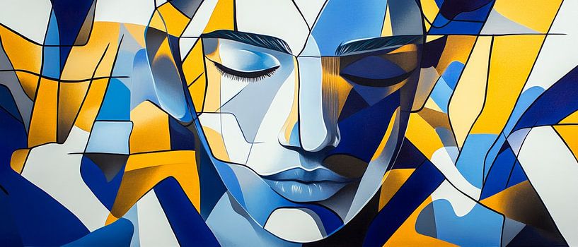 Blue dreaming - Geometric portrait by Poster Art Shop