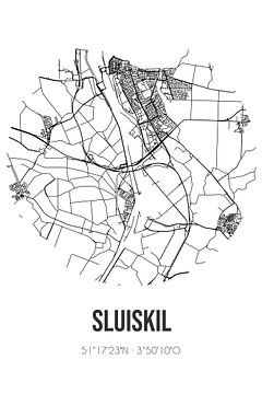 Sluiskil (Zélande) | Carte | Noir et blanc sur Rezona