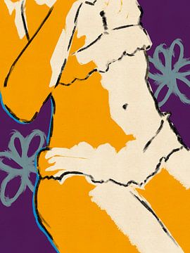 Fluisterende Lijnen – Intimiteit in Kleur | Pop Art Vrouw in Lingerie van MadameRuiz