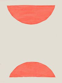 Abstracte vormen in neonrood op steengrijs. van Dina Dankers