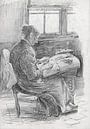 Mart van Regteren, Kantklossende vrouw, rond 1900 van Atelier Liesjes thumbnail