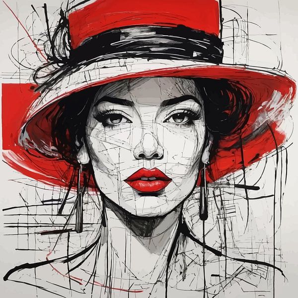 Peinture minimaliste d'un portrait de femme par MIROKKU