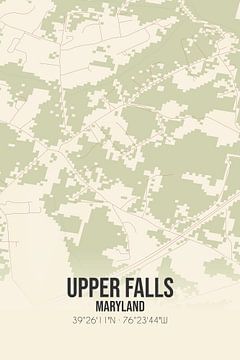 Vintage map of Upper Falls (Maryland), USA. by Rezona