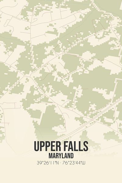 Vintage map of Upper Falls (Maryland), USA. by Prints of Place