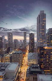 Stadtzentrum von Chicago bei Einbruch der Dunkelheit September 2025 von www.Focus040.nl