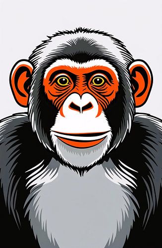 Kleurrijk pop-art chimpansee portret