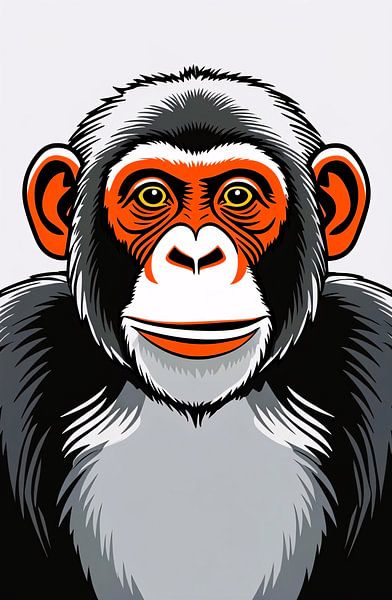 Colourful pop-art chimpanzee portrait by Imperial Art House