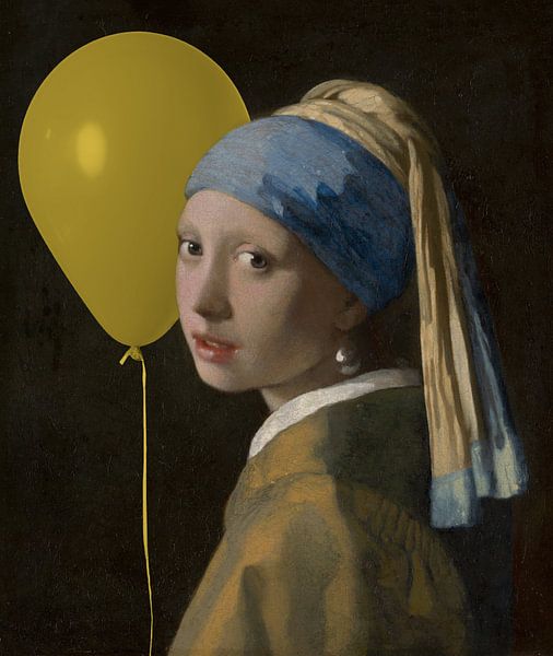 Mädchen mit Perle und Luftballon von Digital Art Studio