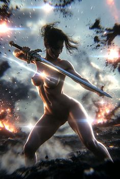 Naked fire-born warrior – Blade of Inferno