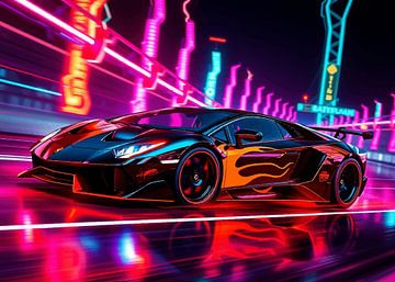 Lamborghini Murcielago vlammend neon 5 van MIROKU