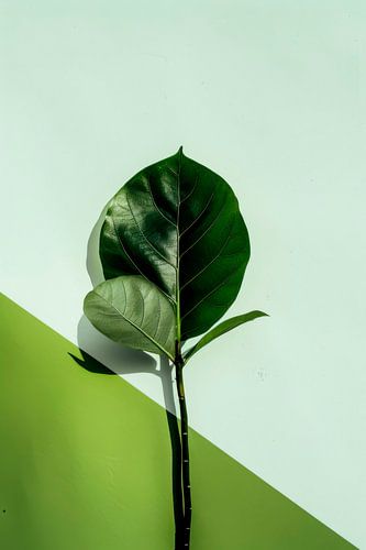 Groene bladeren op zachte kleuren