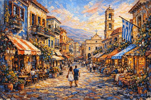 Kreta in Griekenland schilderij.