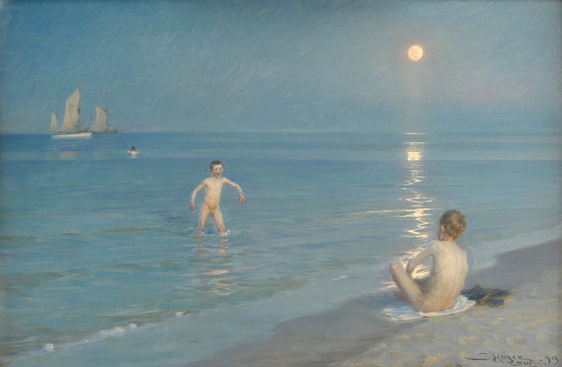 Jungen baden in Skagen. Sommerabend, Peder Severin Krøyer von Meisterhafte Meister