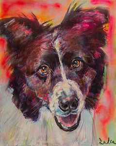 Portrait d'un border collie sur Liesbeth Serlie