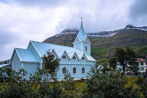 Seydisfjardarkirkja Blue Church à Seydisfjordur en Islande