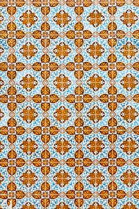 Typische tegels van Portugal - blauw / oranje van Ellis Peeters