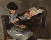 girl from Laren peeling potatoes with a sleeping child, MAX LIEBERMANN, about 1887 by Atelier Liesjes thumbnail
